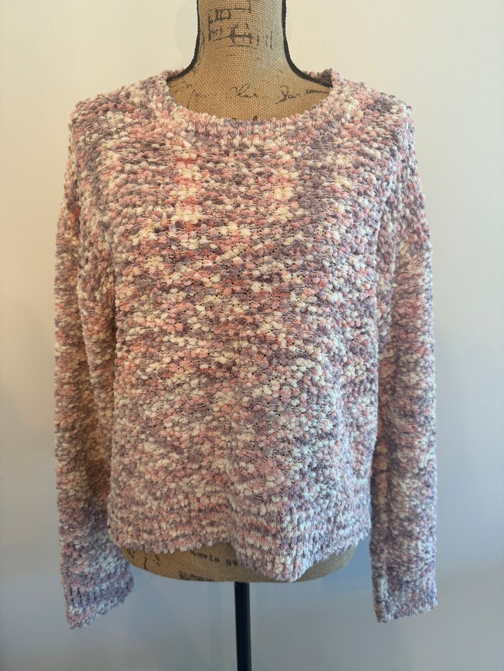Candies Pink Purple White Pompon Sweater Large